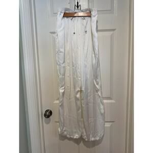 Maeve by Anthropologie white satin harem trousers